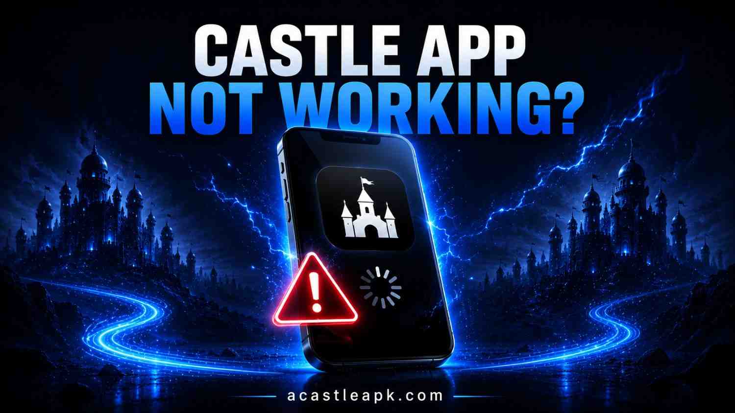Castle App not working error on smartphone screen with warning icon.