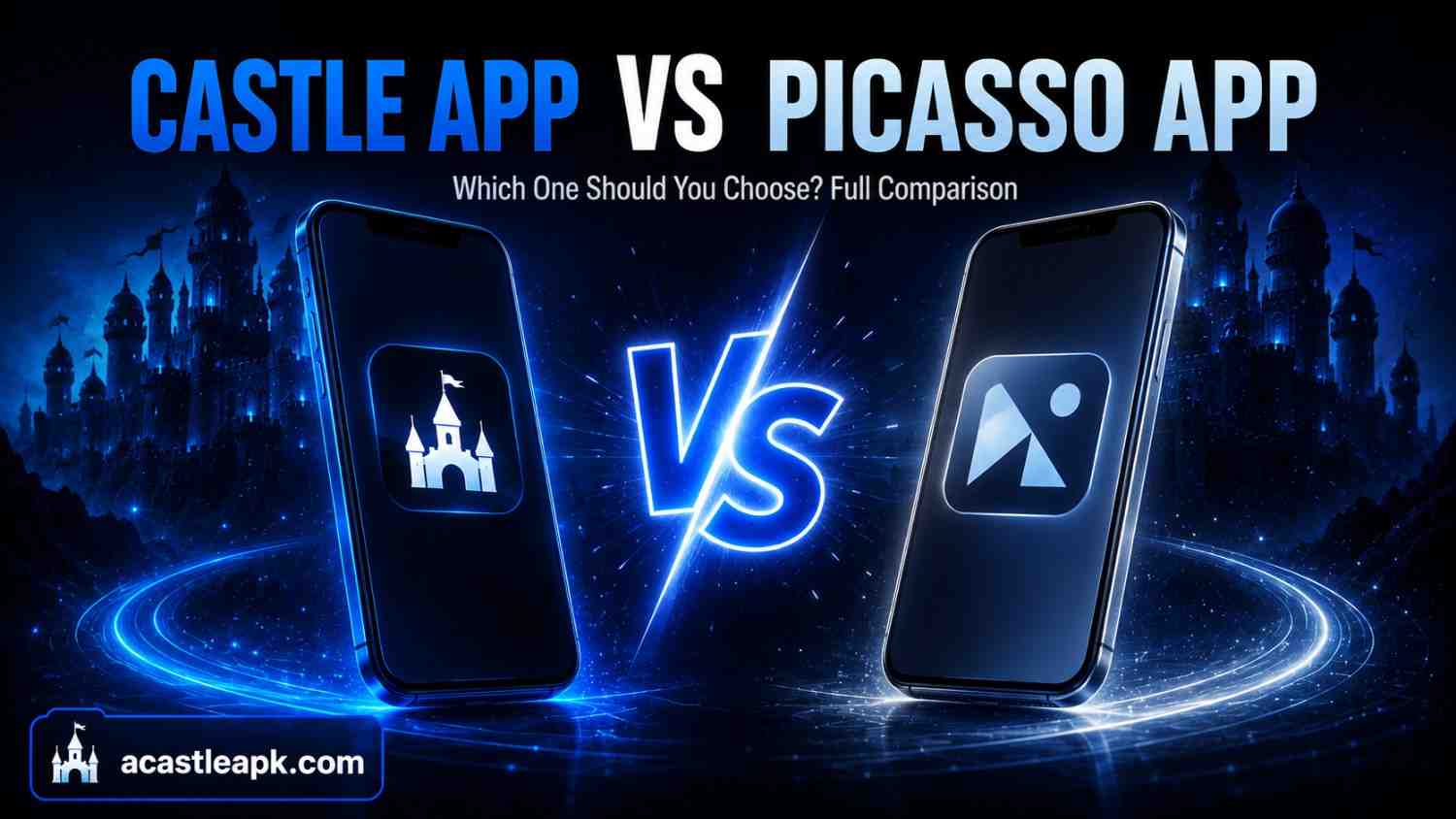 Castle App vs Picasso App comparison on smartphones
